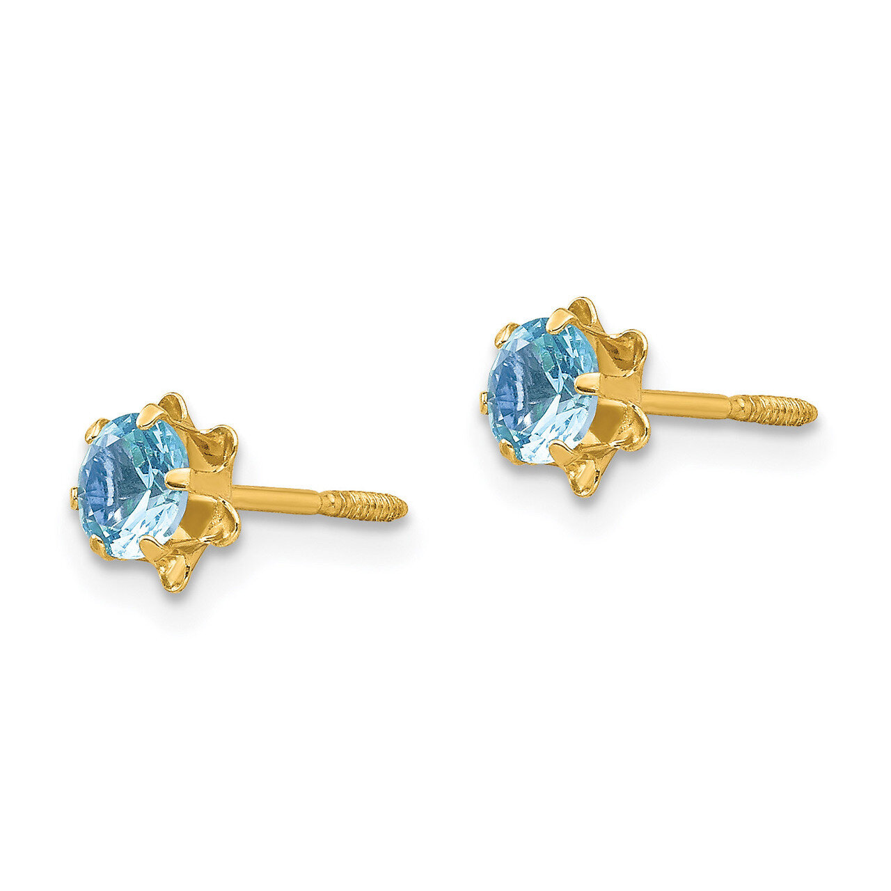 4mm Aquamarine March Screwback Earrings - 14k Gold SE161 by Madi K, MPN: SE161, 883957027272