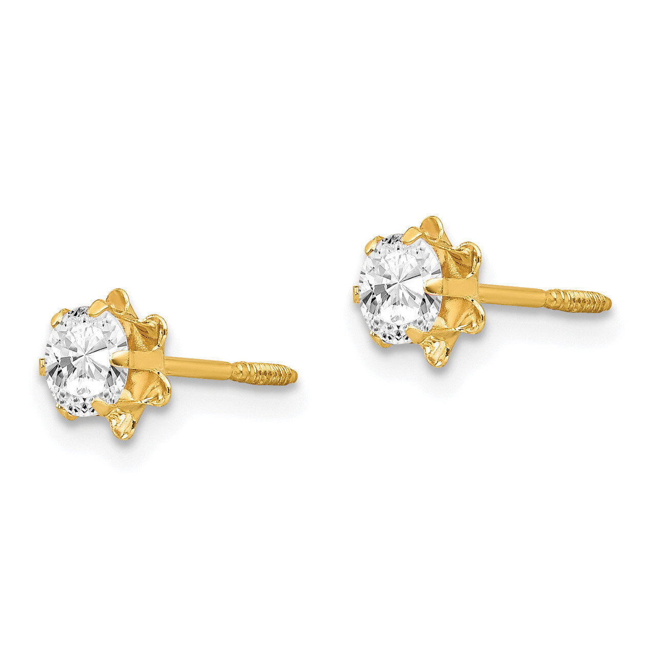 4mm White Topaz April Screwback Earrings - 14k Gold SE162 by Madi K, MPN: SE162, 883957027289