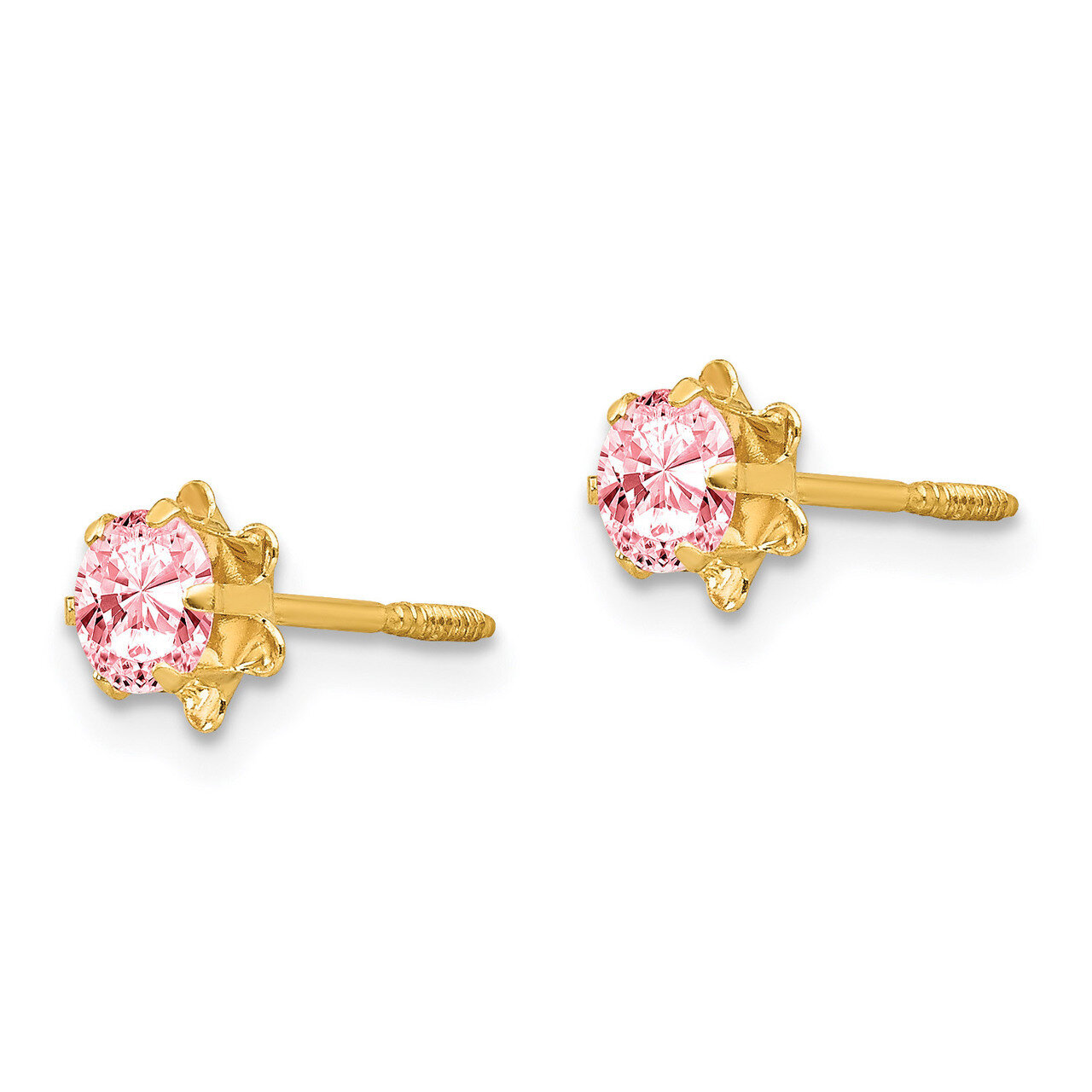 4mm Pink Tourmaline October Screwback Earrings - 14k Gold SE168 by Madi K, MPN: SE168, 886774997551
