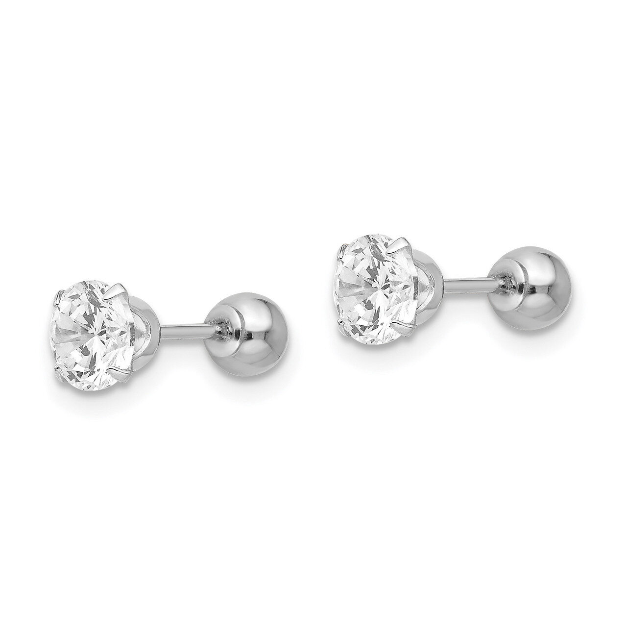 5mm Synthetic Diamond and 4mm Ball Reversible Earrings - 14k White Gold SE1771