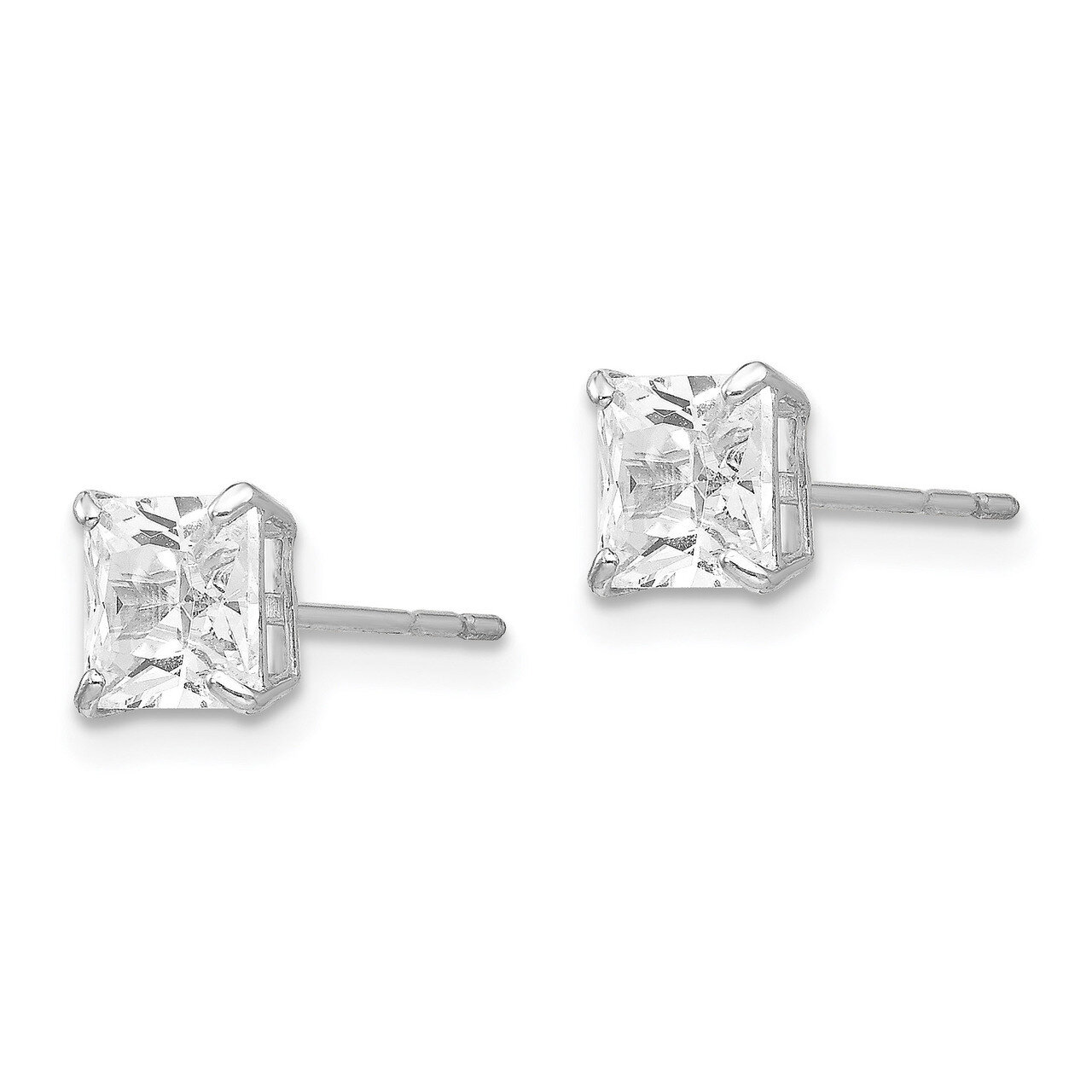 5mm Square Synthetic Diamond Post Earrings - 14k White Gold SE1919 by Madi K, MPN: SE1919, 88677499…