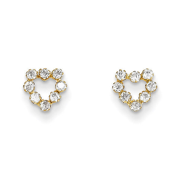 Synthetic Diamond Heart Post Earrings - 14k Gold SE2060