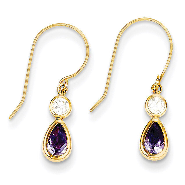 Clear Purple Synthetic Diamond Dangle Earrings - 14k Gold SE2158 by Madi K, MPN: SE2158, 8839575769…
