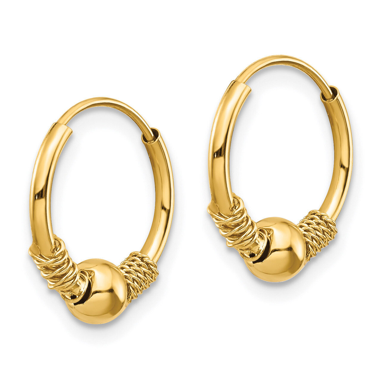 Endless Hoop with Bead Earrings - 14k Gold SE2208
