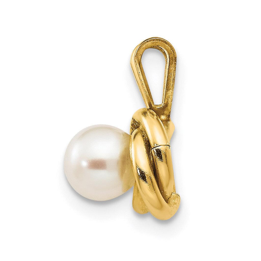 4mm Fresh Water Cultured Pearl Love Knot Pendant - 14k Gold SE2219