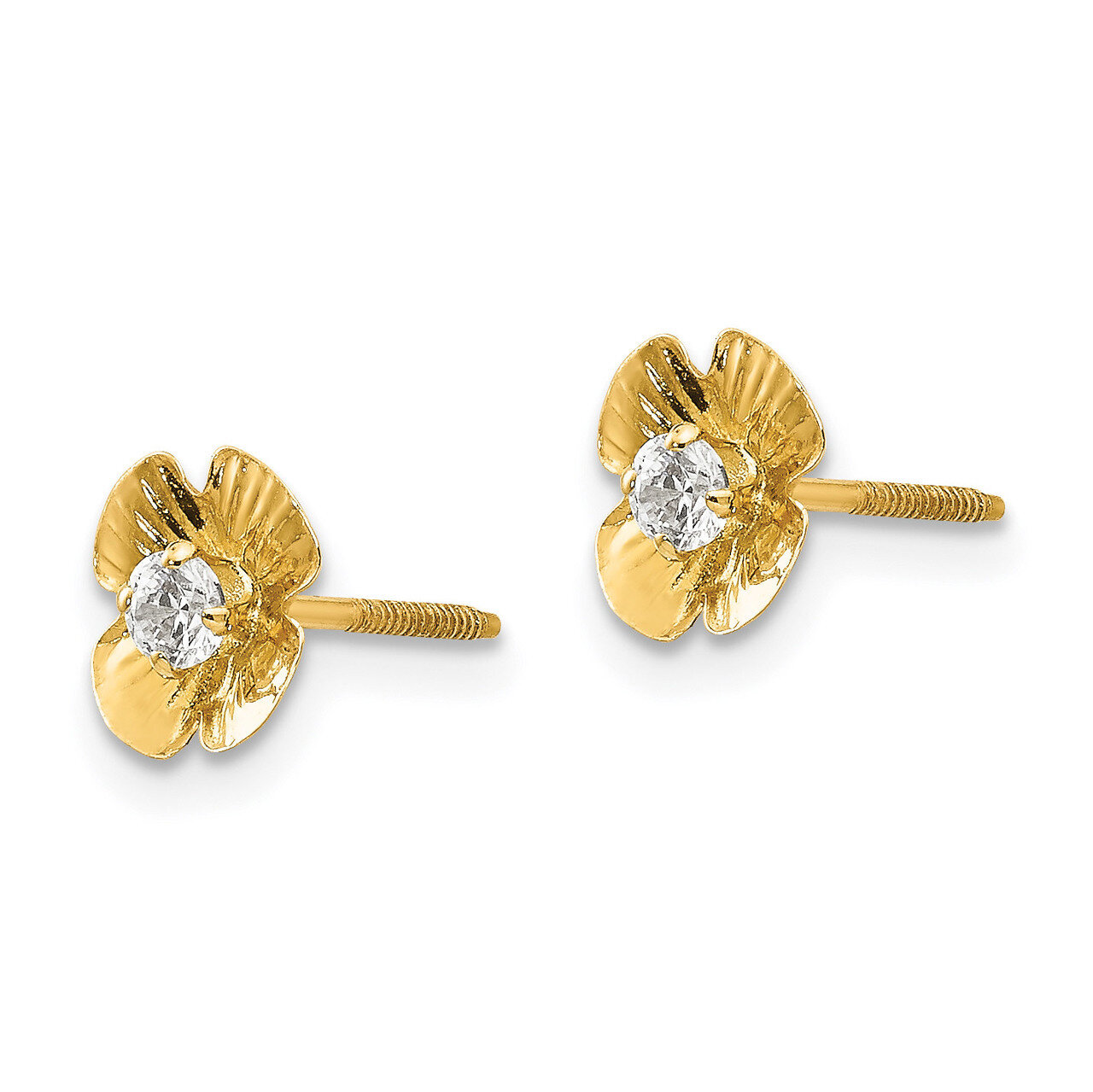 Flower 2.5mm Synthetic Diamond Post Earrings - 14k Gold SE2222 by Madi K, MPN: SE2222, 886774999753