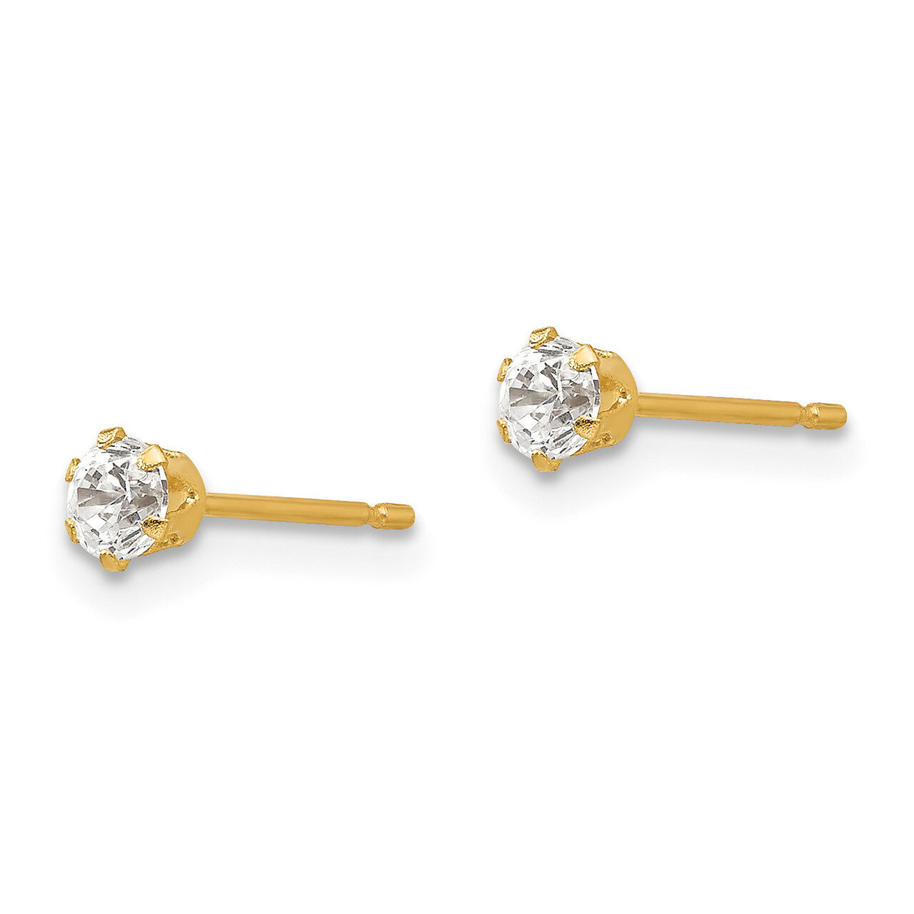 Synthetic Diamond Stud Post Earrings - 14k Gold SE2269