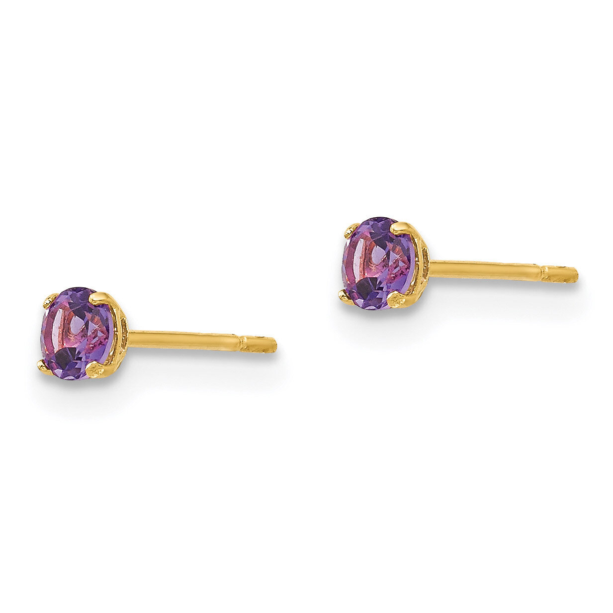 Round Amethyst 3mm Post Earrings - 14k Gold SE2276 by Madi K, MPN: SE2276, 883957549996
