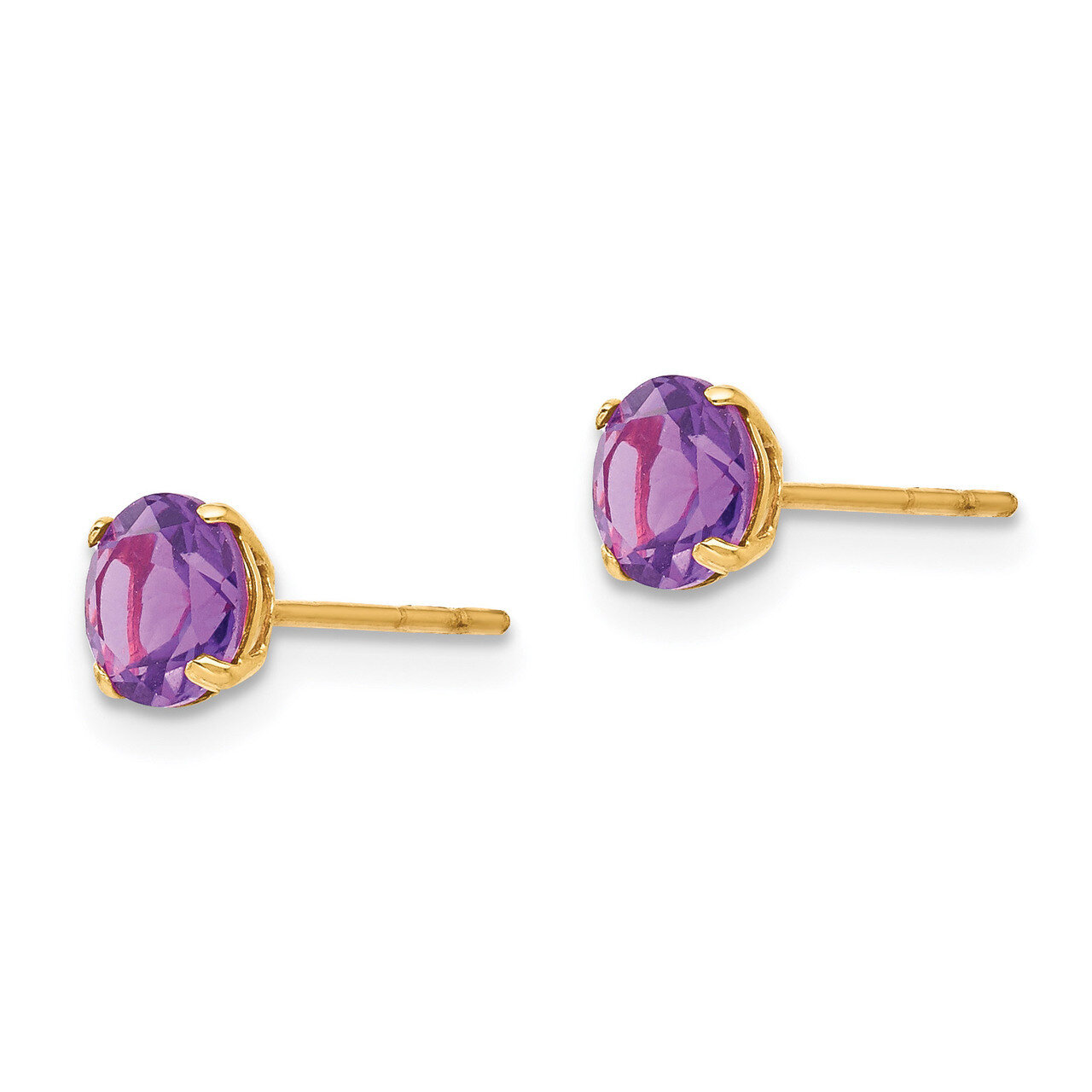 Round Amethyst 5mm Post Earrings - 14k Gold SE2278 by Madi K, MPN: SE2278, 886774997834
