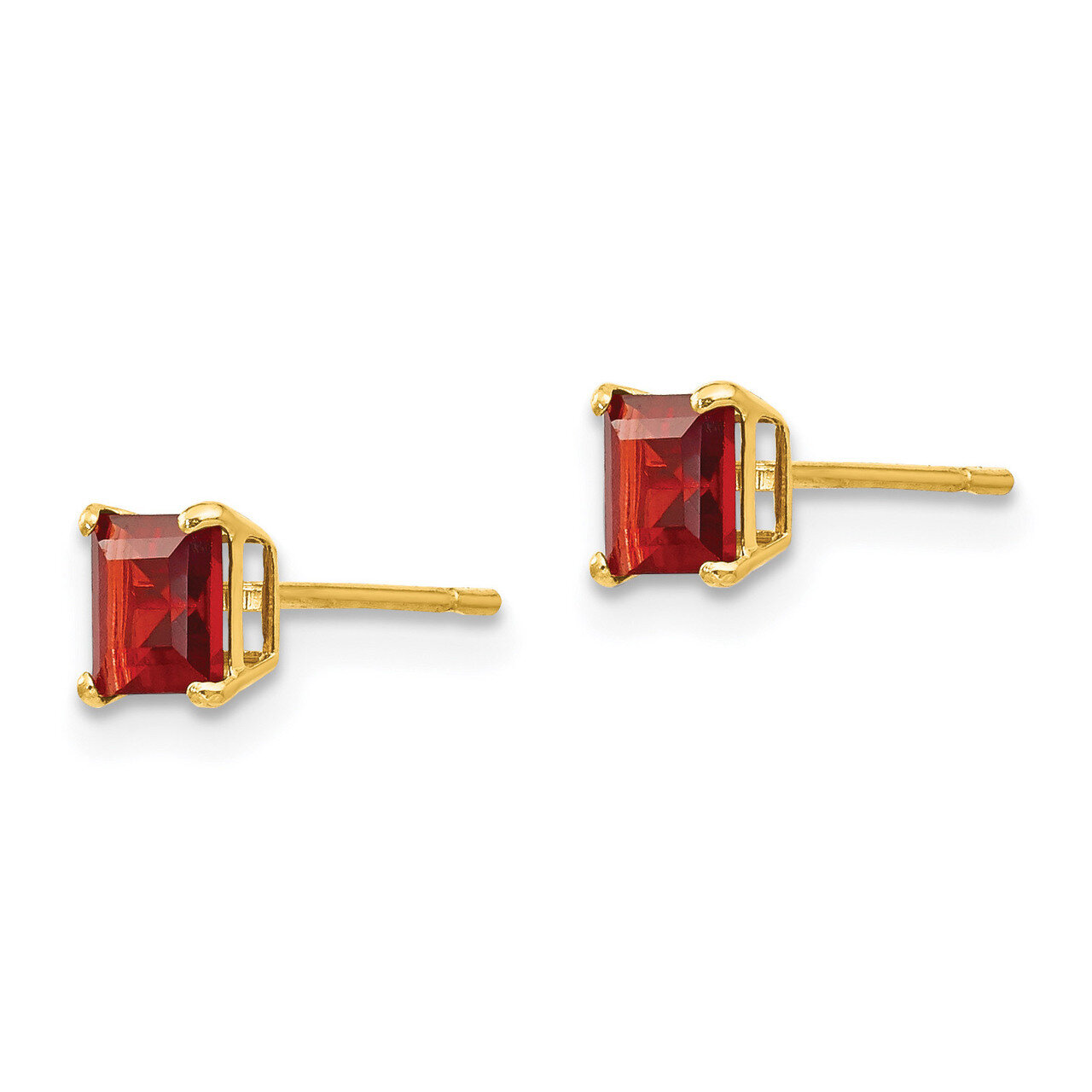 Garnet 4mm Square Post Earrings - 14k Gold SE2286