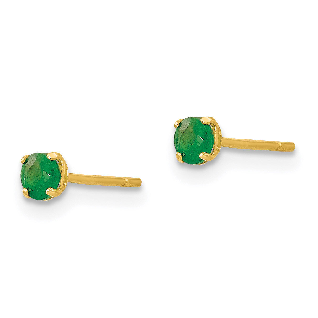 Round Emerald 3mm Post Earrings - 14k Gold SE2295 by Madi K, MPN: SE2295, 883957523019