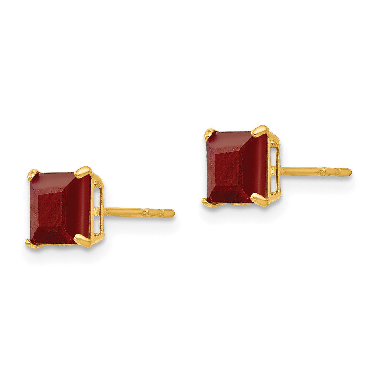 Ruby 5mm Square Post Earrings - 14k Gold SE2297