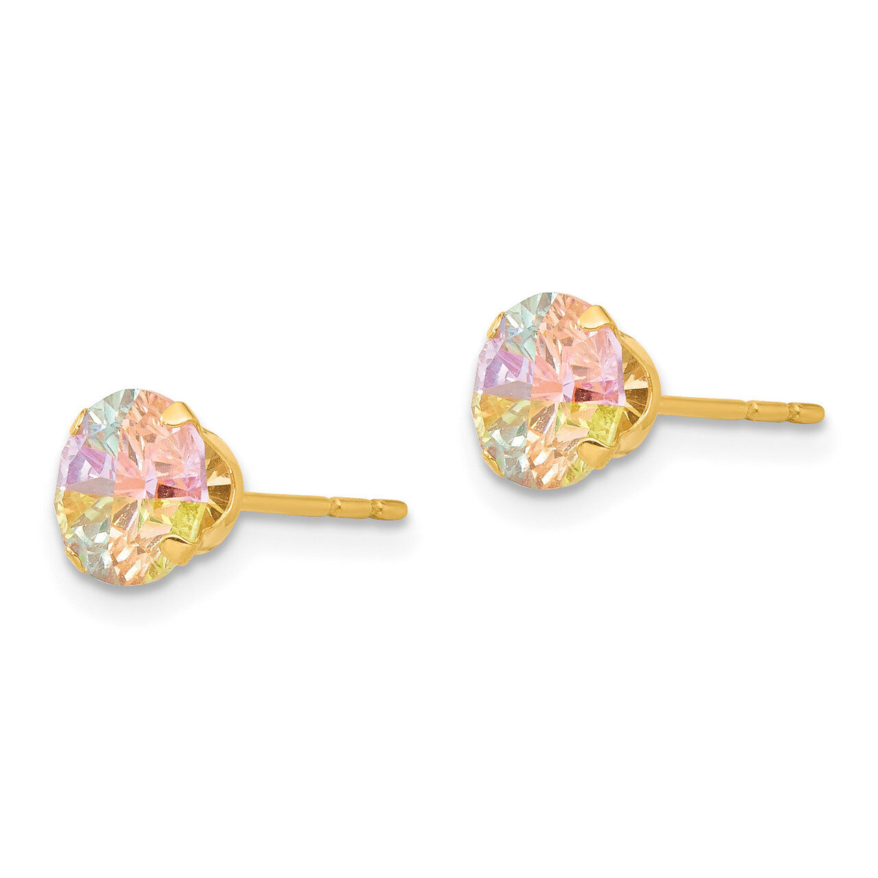 Multi-color Synthetic Diamond 6mm Post Earrings - 14k Gold SE2301 by Madi K, MPN: SE2301, 886774998…