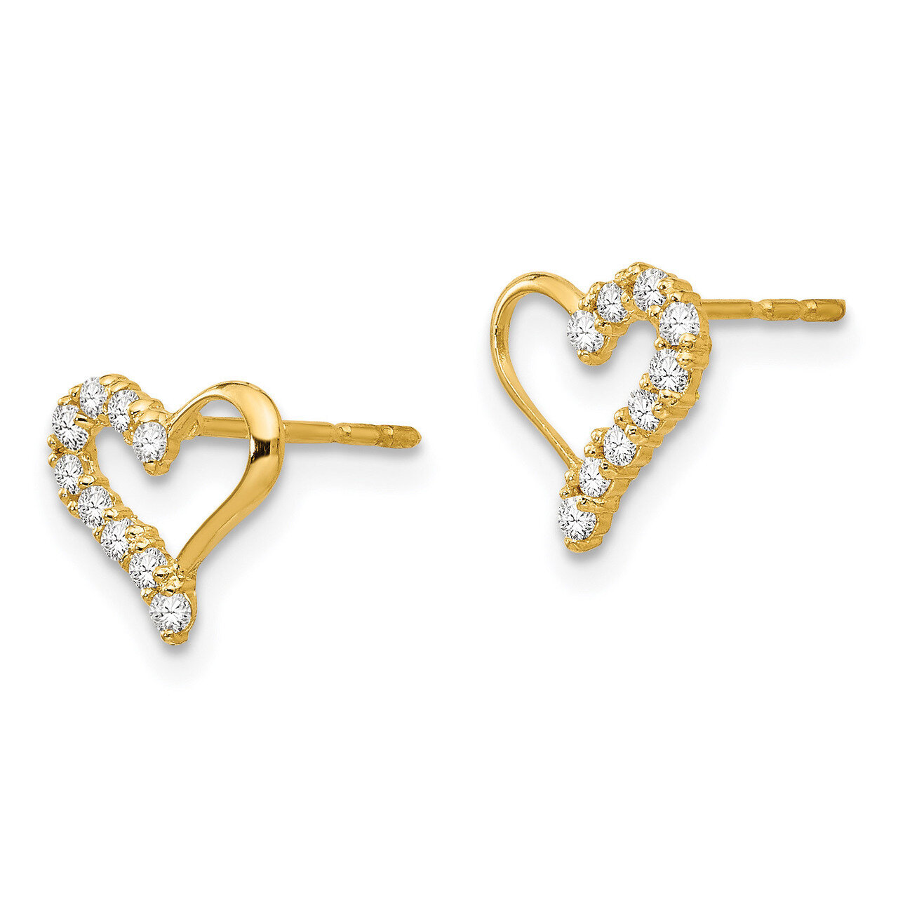 Synthetic Diamond Heart Post Earrings - 14k Gold SE2313