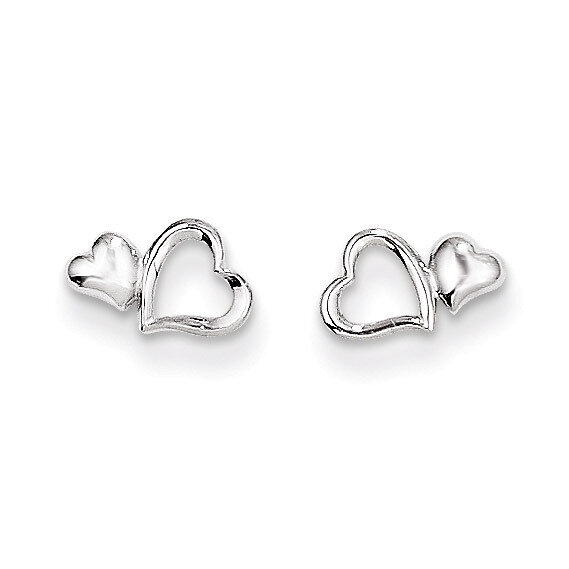 Heart Dangle Post Earrings - 14k White Gold SE2330 by Madi K, MPN: SE2330, 883957000695