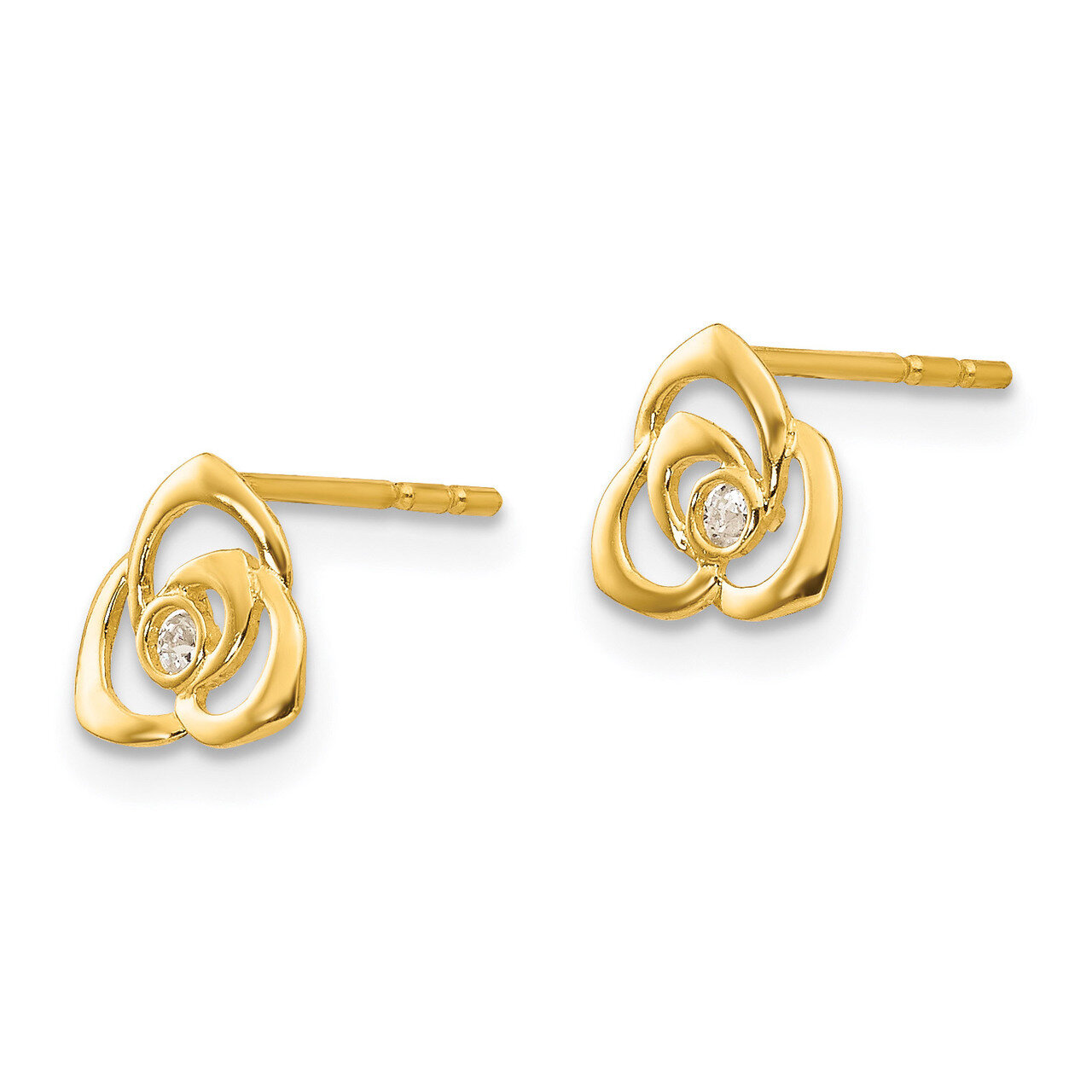 Synthetic Diamond Flower Baby Post Earrings - 14k Gold SE2351