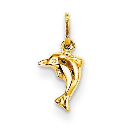 Small Hollow Dolphin Charm - 14k Gold SE2394