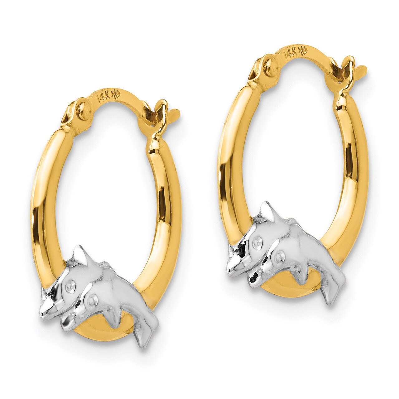 Dolphin Hoop Earrings - 14k Gold SE2420