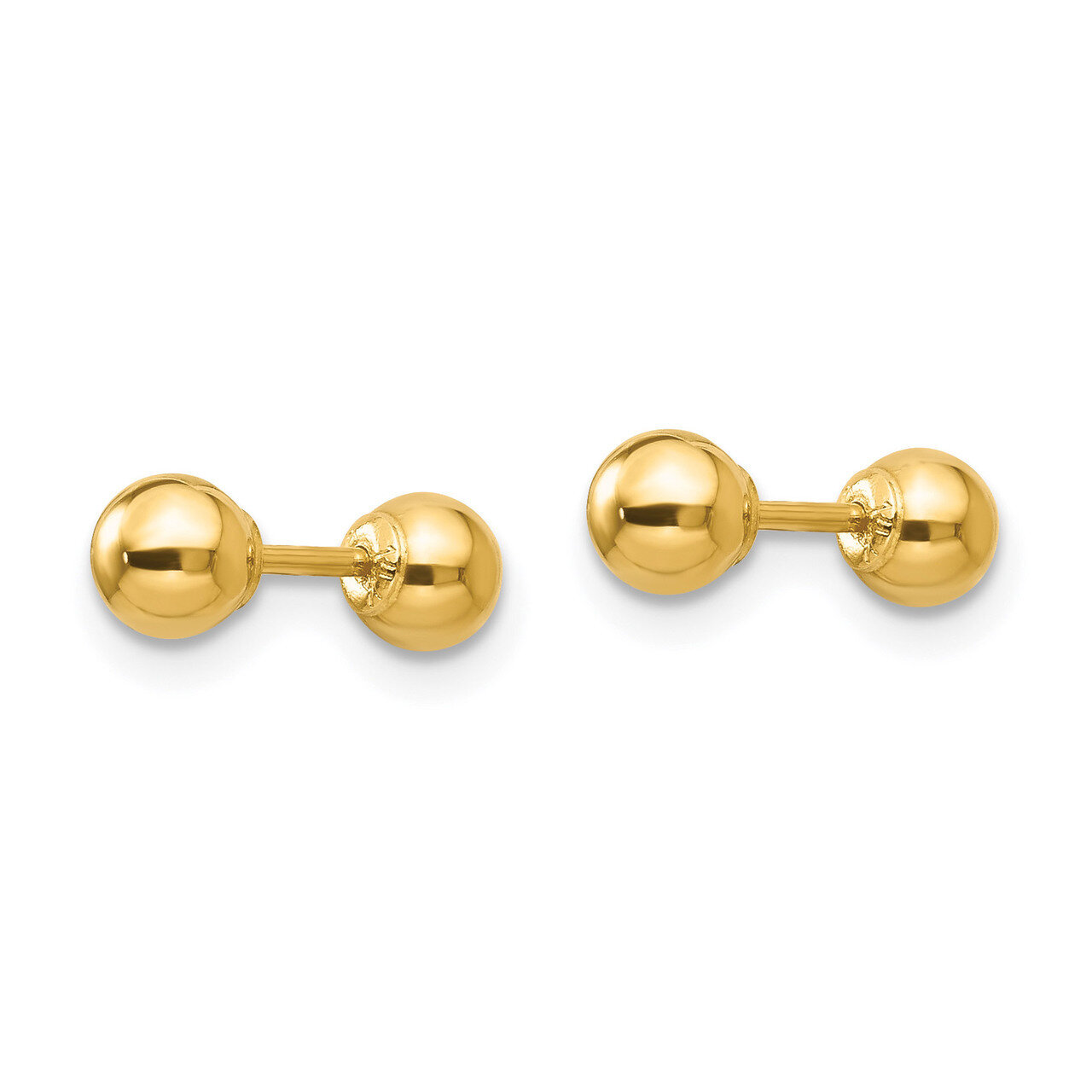 Polished Reversible 4mm Ball Earrings - 14k Gold SE258