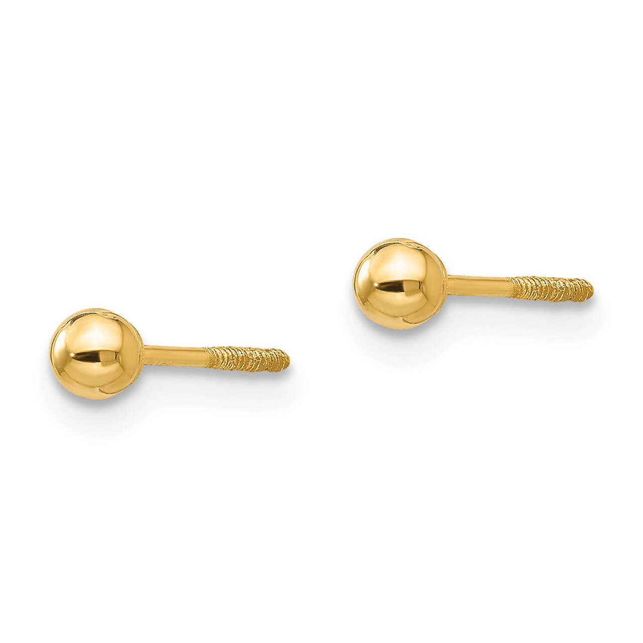 Polished 3mm Ball Screwback Earrings - 14k Gold SE259