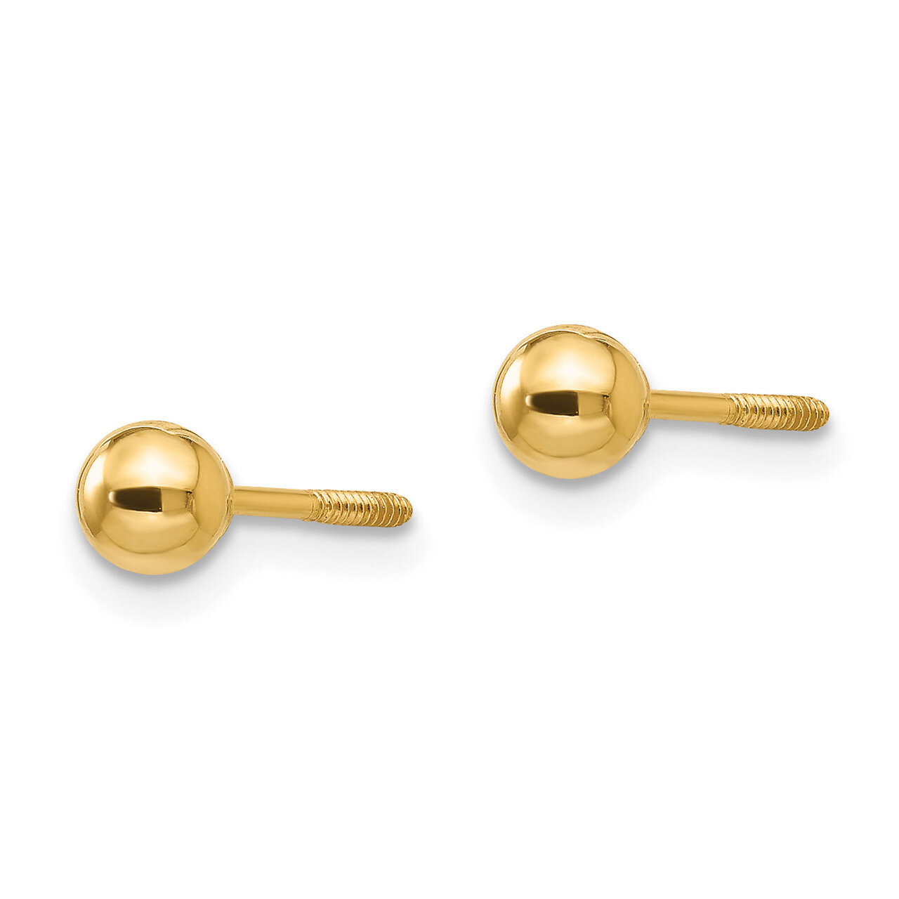 Polished 4mm Ball Screwback Earrings - 14k Gold SE261