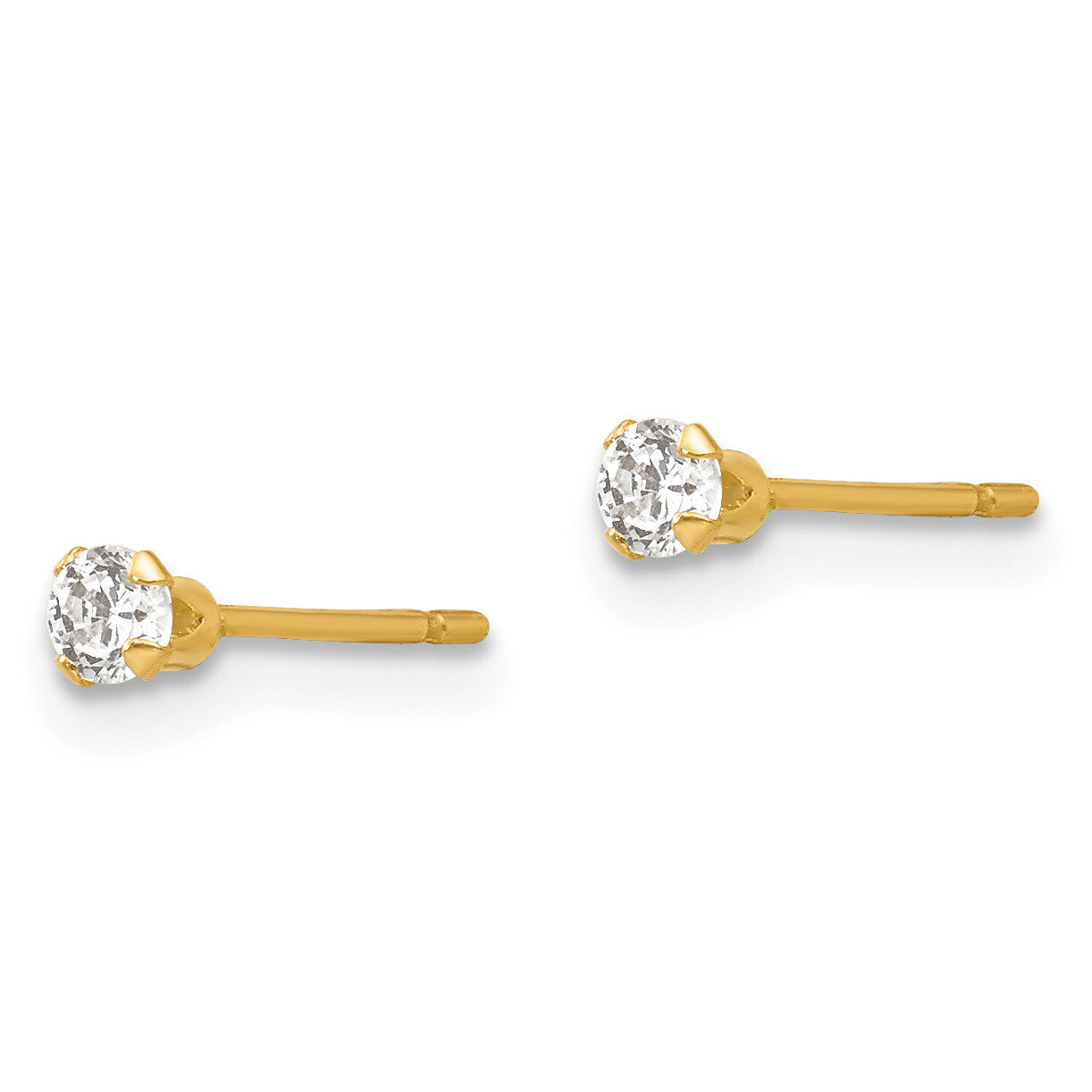 2.75mm Synthetic Diamond Post Earrings - 14k Gold SE277