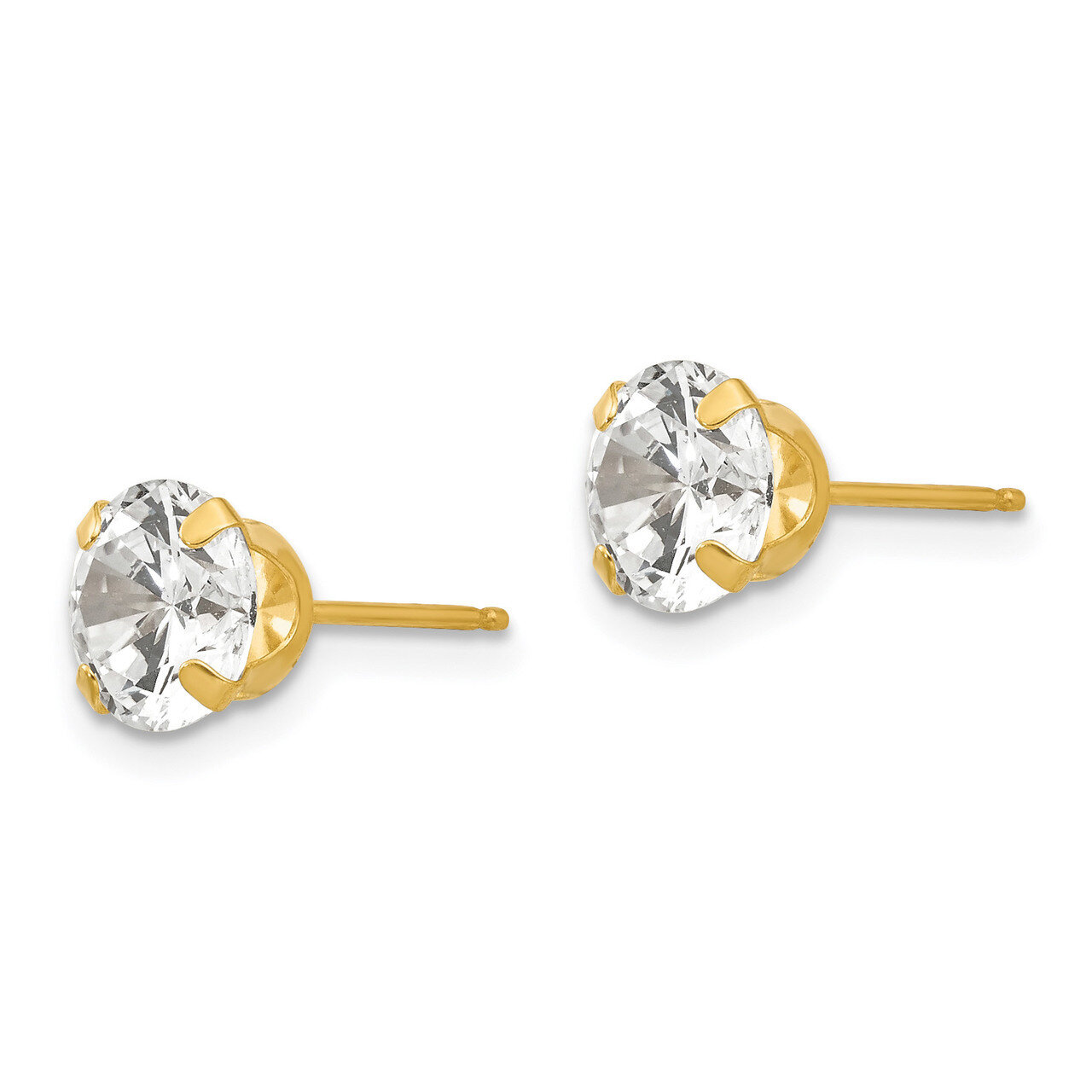 6.5mm Synthetic Diamond Post Earrings - 14k Gold SE280 by Madi K, MPN: SE280, 886774999463