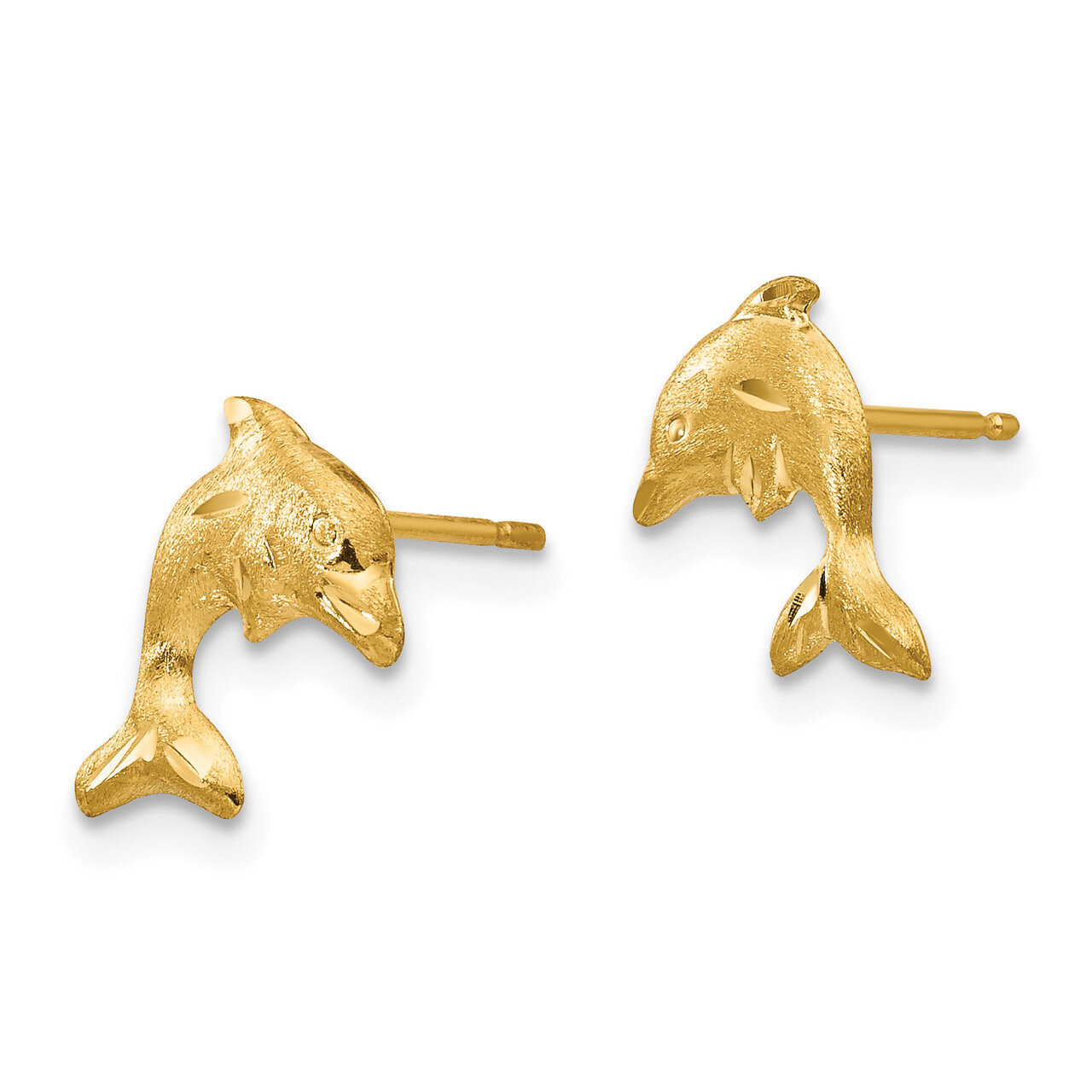 Satin Dolphin Earrings - 14k Gold SE311 by Madi K, MPN: SE311, 883957004488