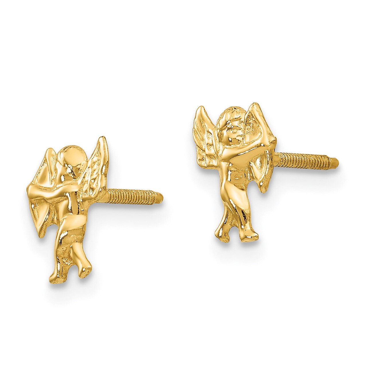 Polished Cupid Screwback Earrings - 14k Gold SE320 by Madi K, MPN: SE320, 886774999203