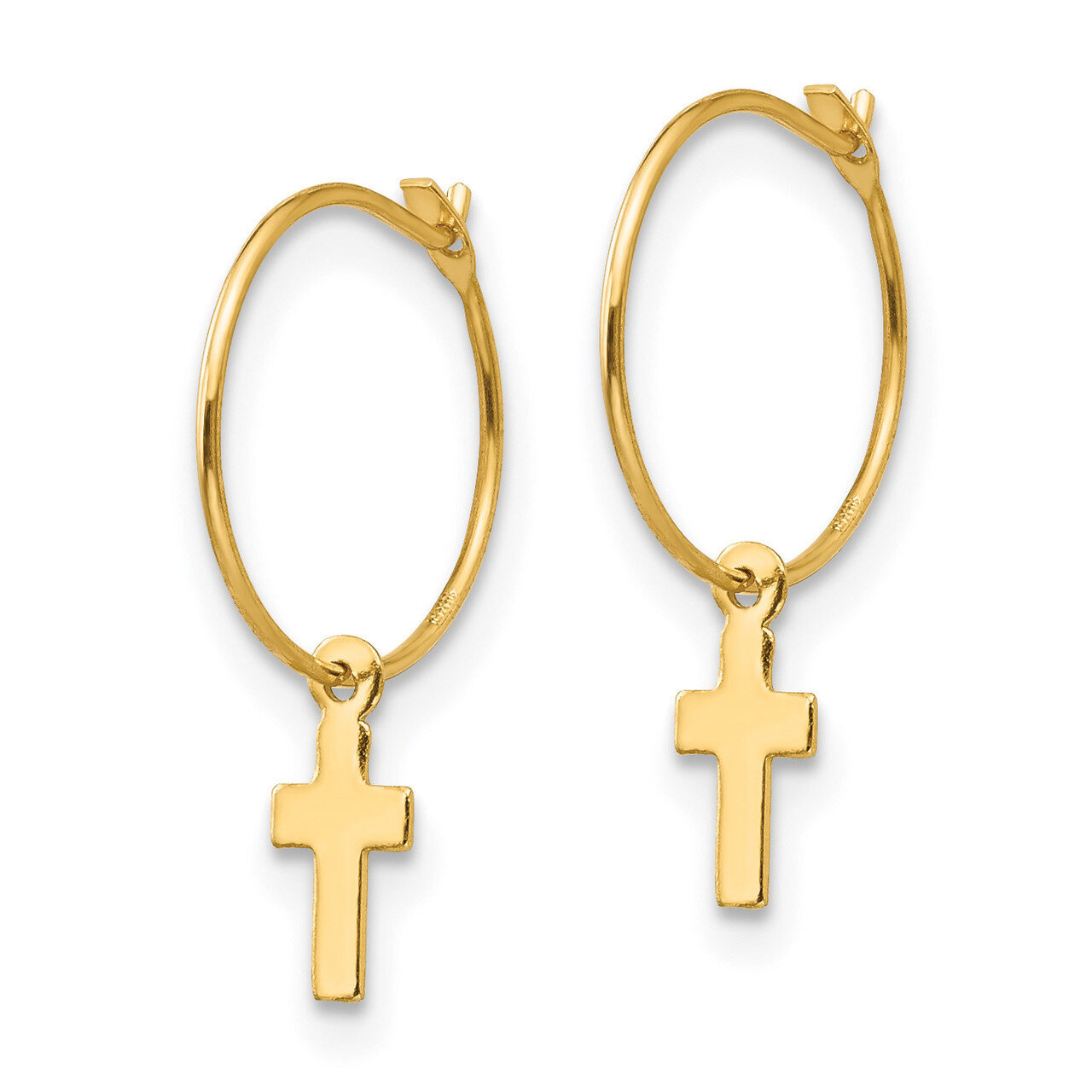 Endless Hoop with Small Cross Earrings - 14k Gold SE342