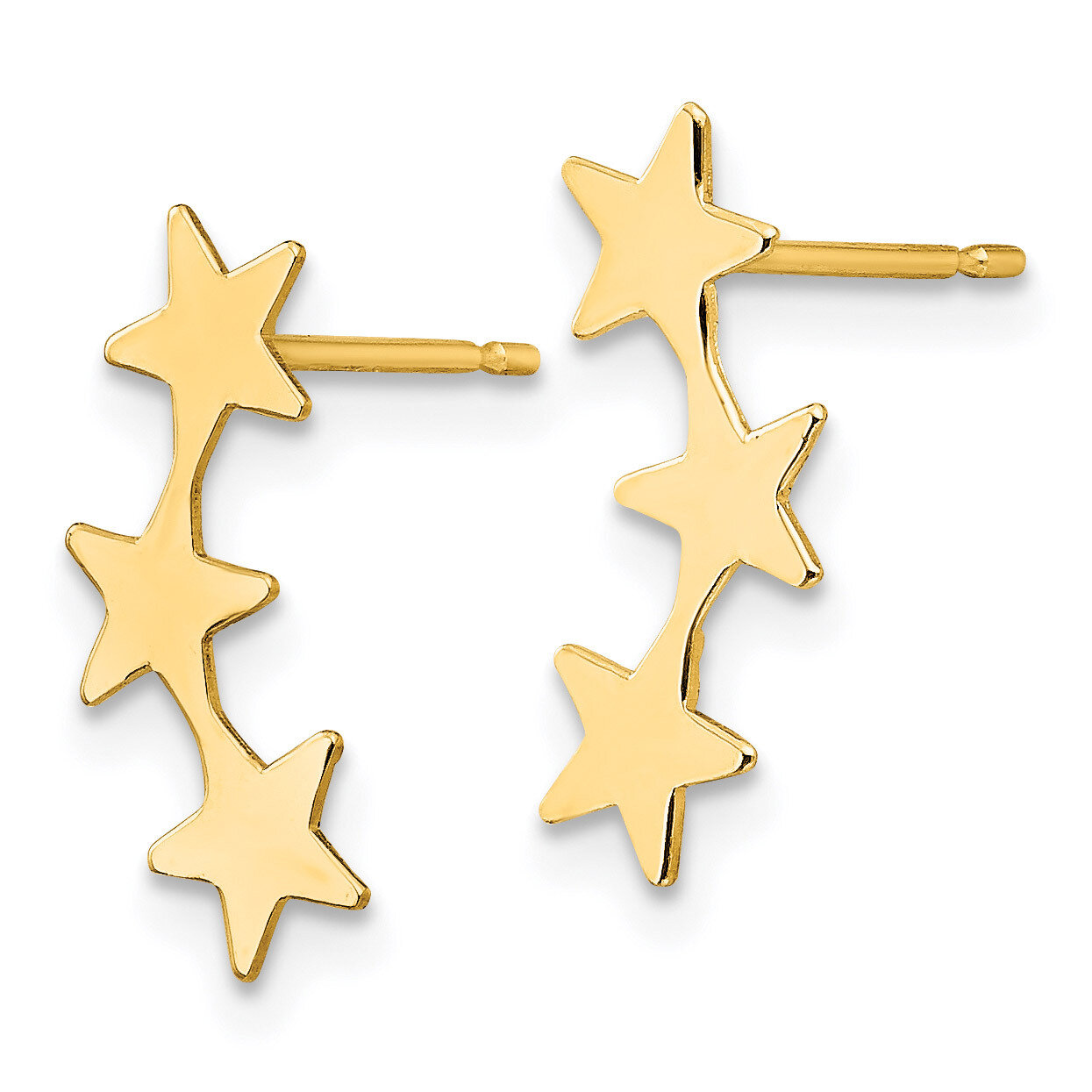 Polished 3-Star Post Earrings - 14k Gold SE457 by Madi K, MPN: SE457, 886774999210