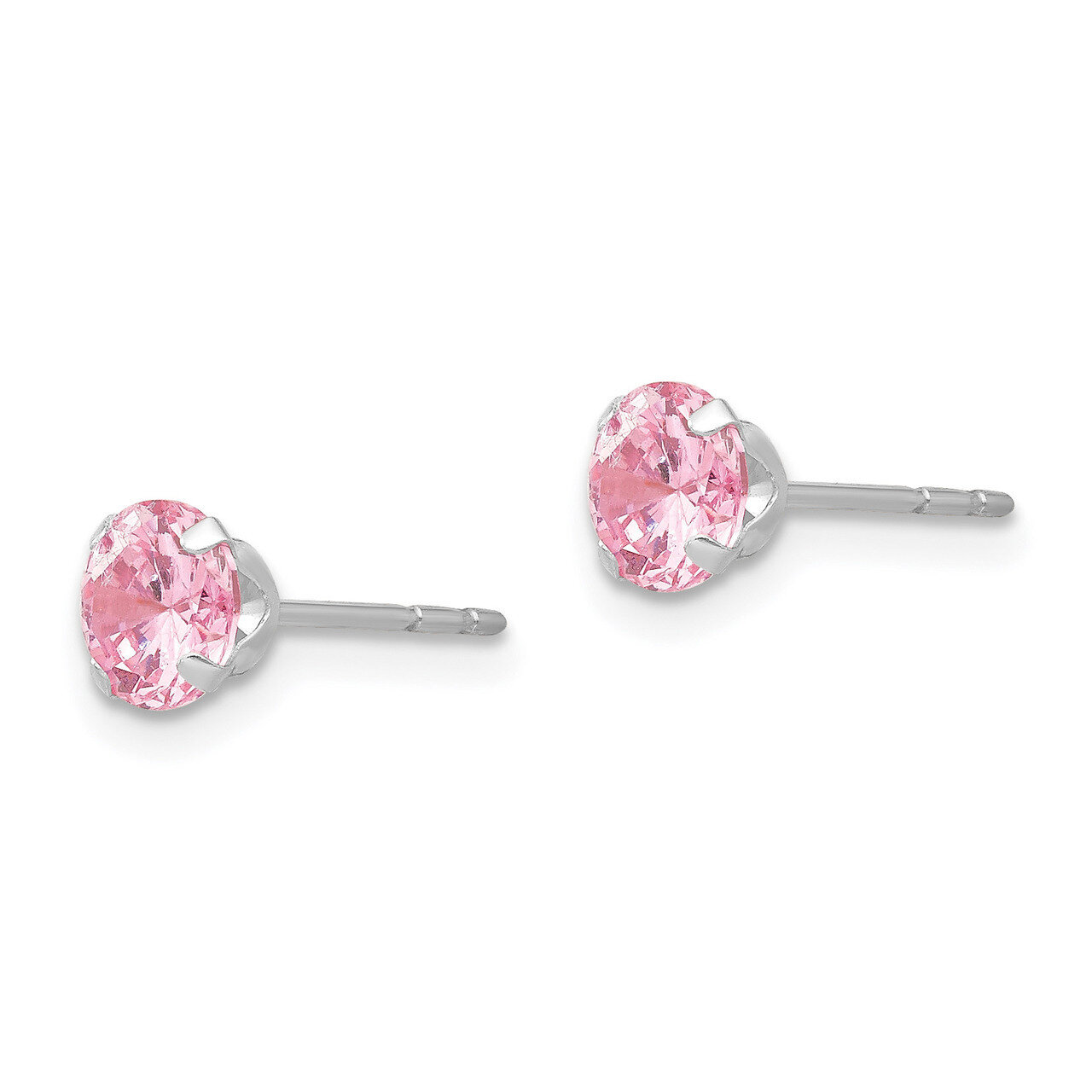 5mm Pink Synthetic Diamond Post Earrings - 14k White Gold SE480 by Madi K, MPN: SE480, 886774961590