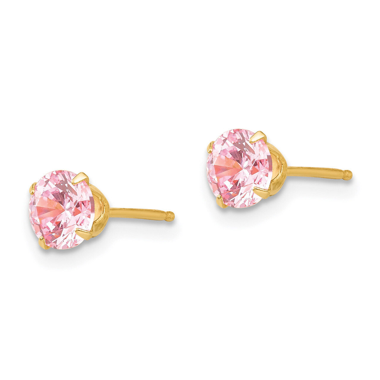 5mm Pink Synthetic Diamond Post Earrings - 14k Gold SE481 by Madi K, MPN: SE481, 27657203875