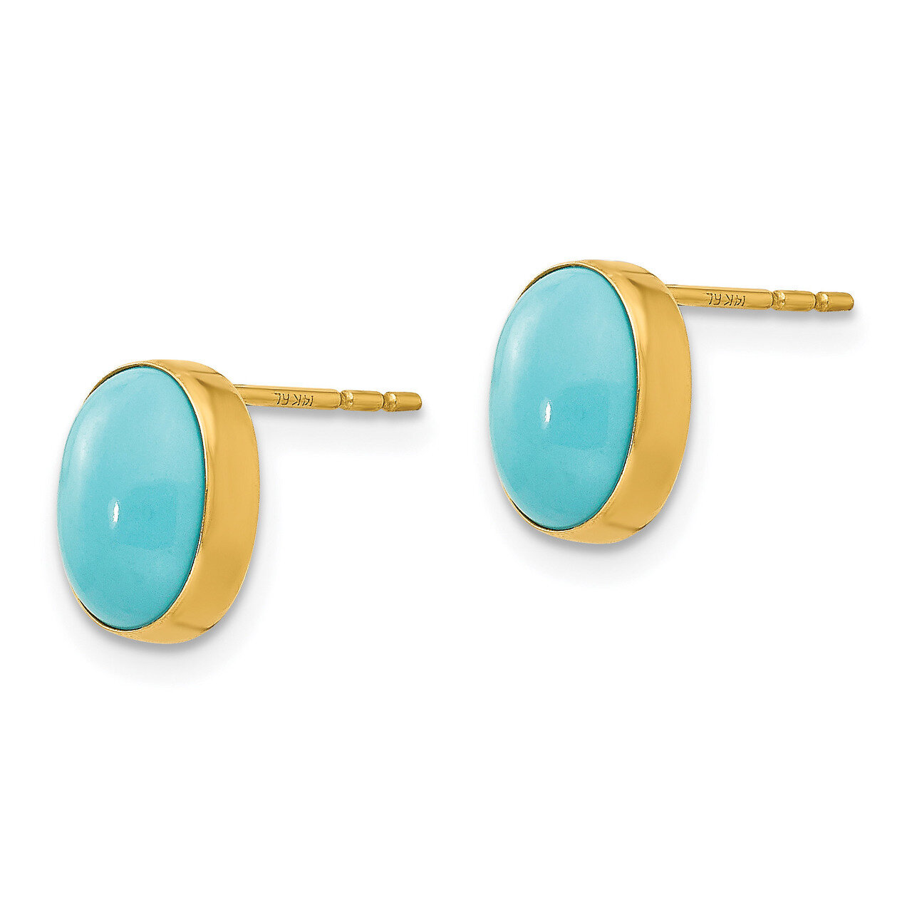 Bezel Set Oval Turquoise Post Earrings - 14k Gold SE649 by Madi K, MPN: SE649, 27657586022