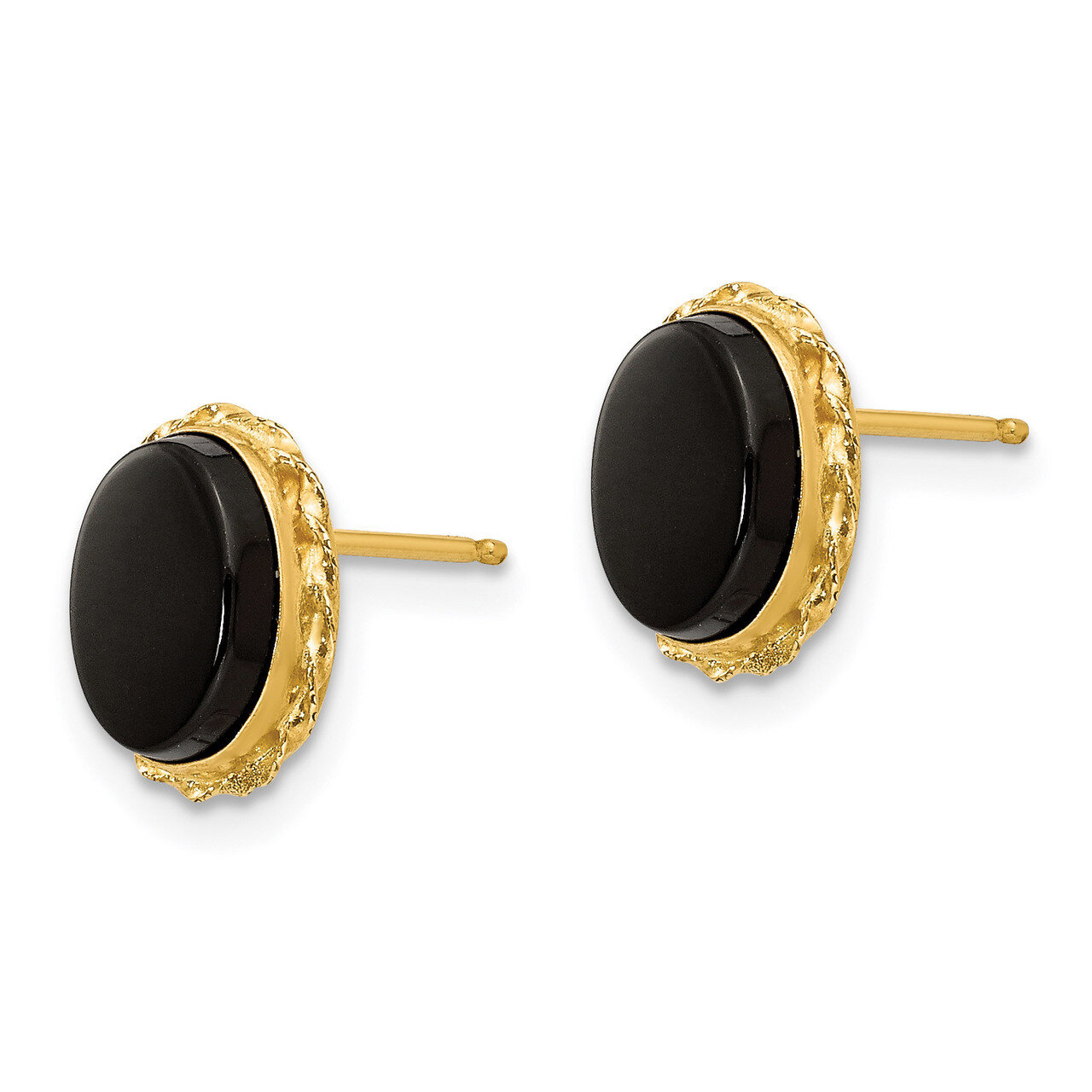 Bezel Onyx Earrings - 14k Gold SE820