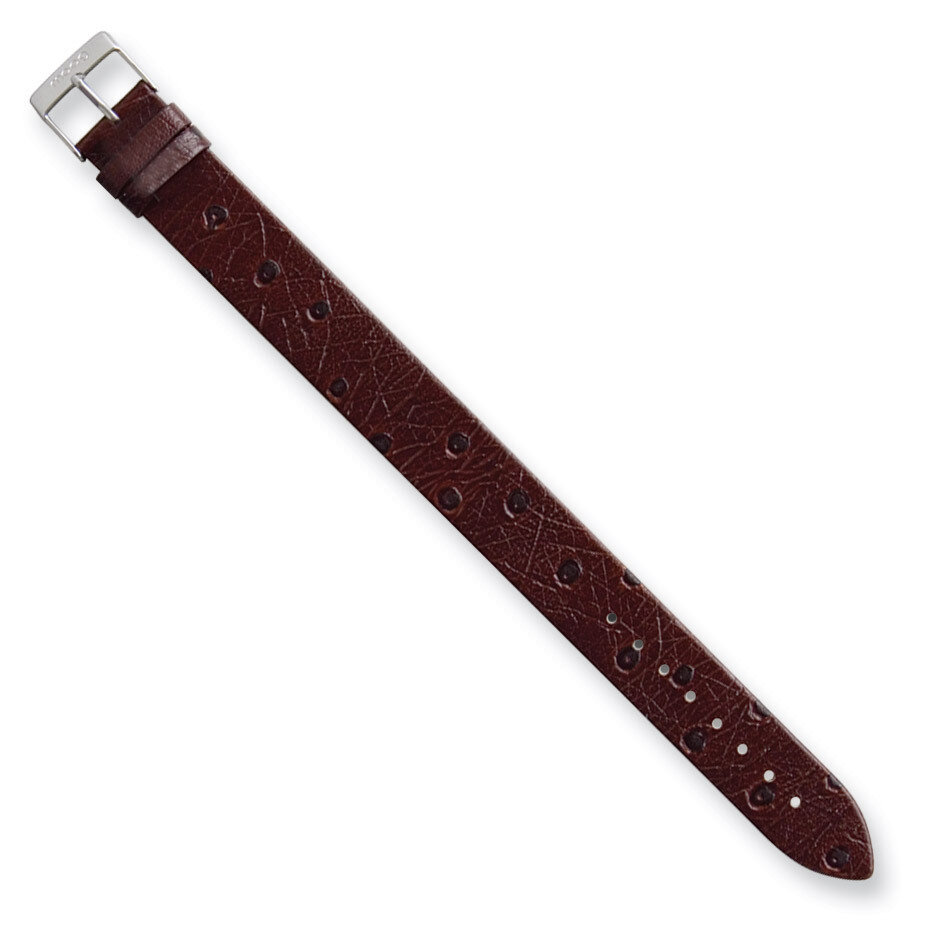 Moog Brown Ostrich Texture Polish Finish Calf Leather Watch Band