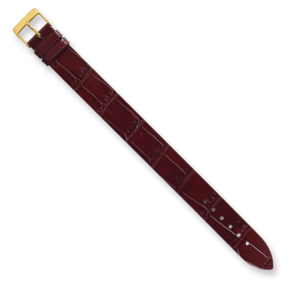 Moog Brown Alligator Texture Polish Finish Brown Leather Watch Band - Gold-plated