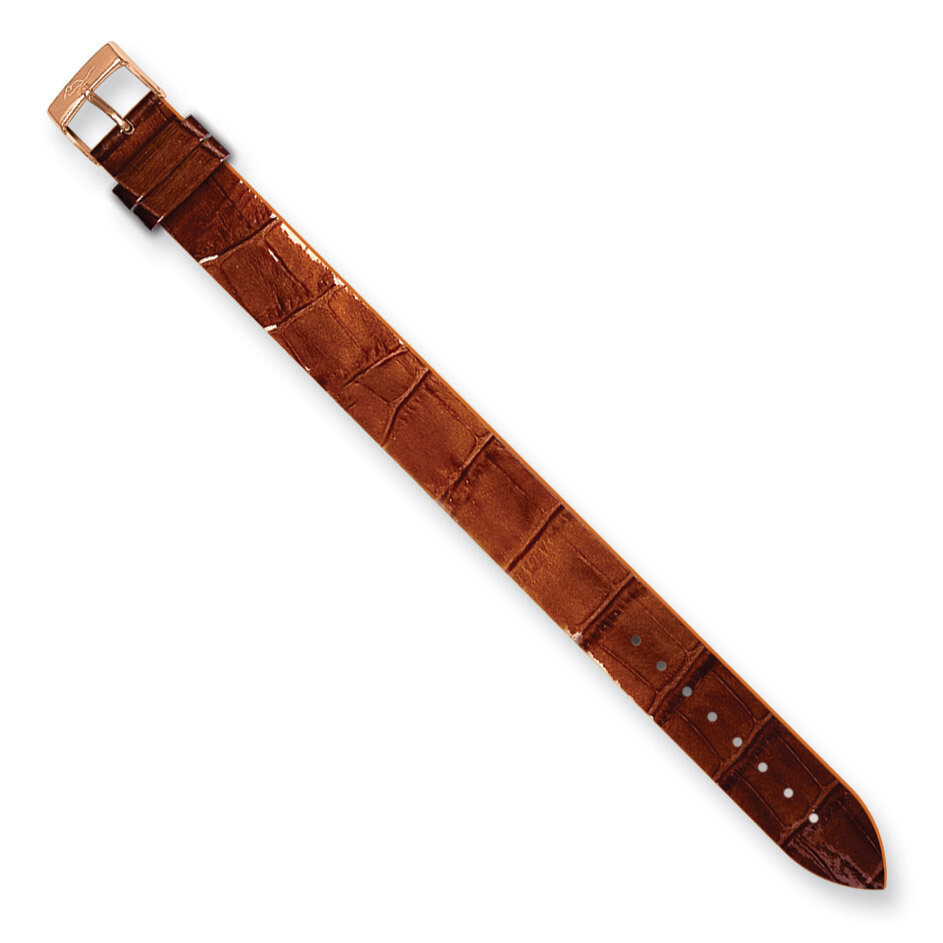 Moog Chstnt Brown Alligator Texture Patent Calf Leather Watch Band - Rose-plated