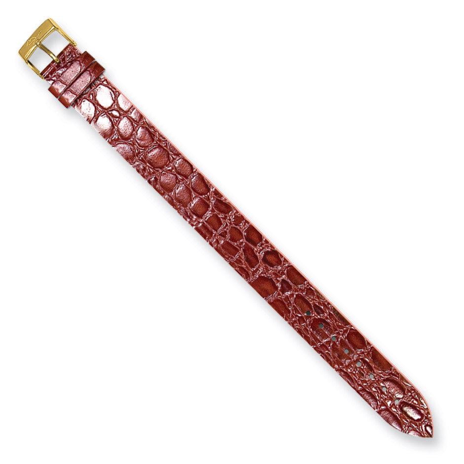 Moog Chestnut Brown Crocodile Texture Polish Finish Calf Leather Watch Band - Gold-plated