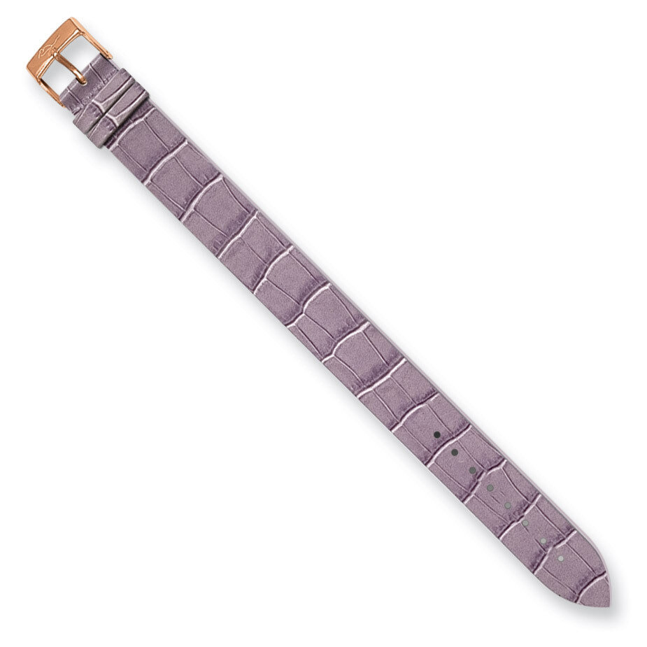 Moog Lavender Crocodile Texture Polished Calf Leather Watch Band - Rose-plated