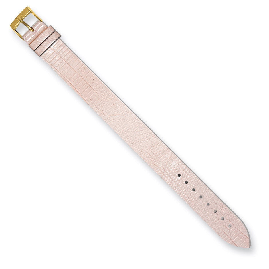 Moog Light Pink Lizard Texture Patent Finish Calf Leather Watch Band - Gold-plated, MPN: IT-14G,