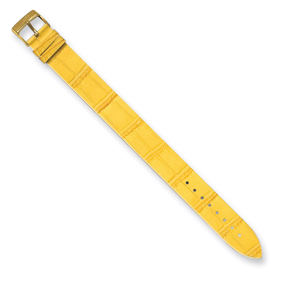 Moog Yellow Alligator Texture Matte Finish Calf Leather Watch Band - Gold-plated