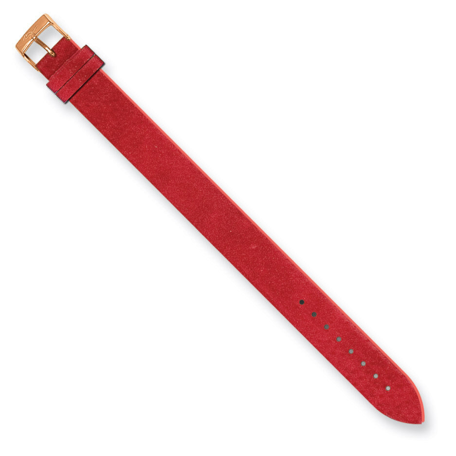 Moog Red Suede Finish Genuine Leather Watch Band - Rose-plated, MPN: PE-011RG,