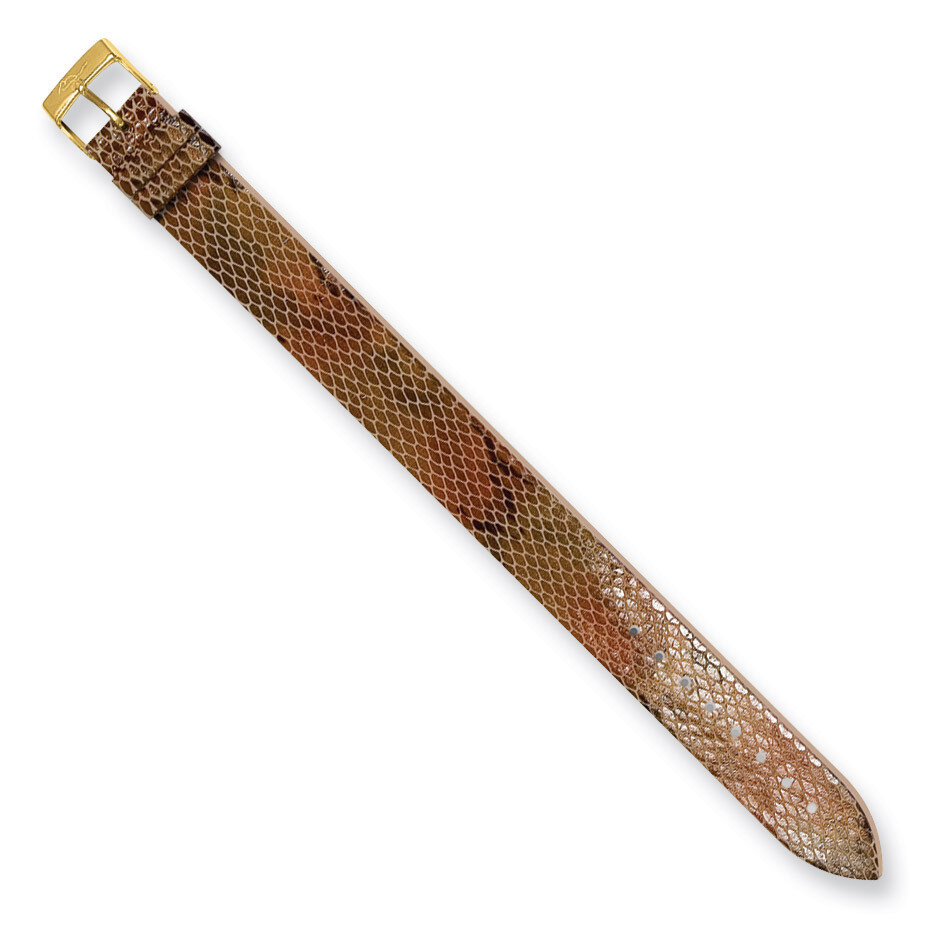 Moog Brown Python Texture Calf Leather Watch Band - Gold-plated
