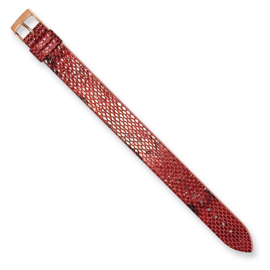 Moog Red Black Python Texture Calf Leather Watch Band - Rose-plated