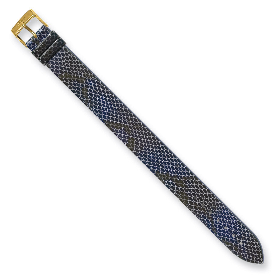 Moog Navy Black Python Texture Calf Leather Watch Band - Gold-plated