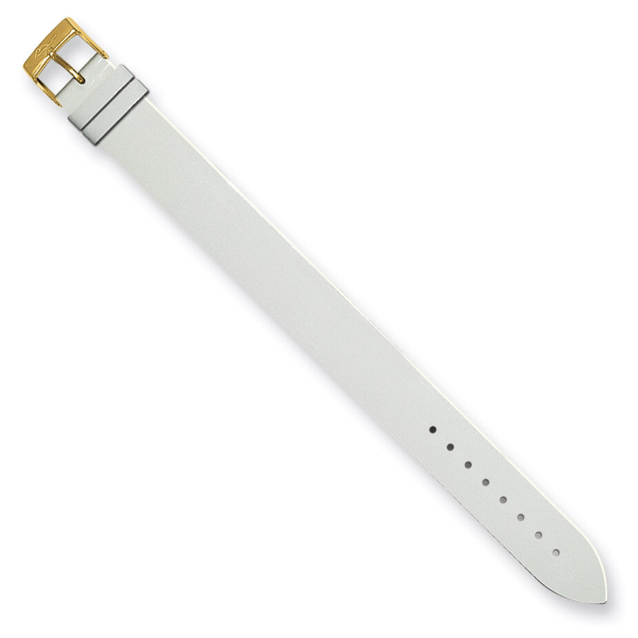 Moog White Smooth Patent Finish Calf Leather Watch Band - Gold-plated