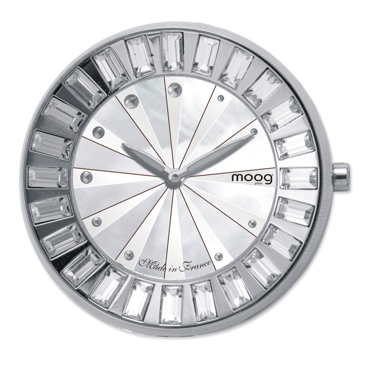 Moog Stainless Steel Mother of Pearl Dial Crystal Baguette Bezel Watch Only