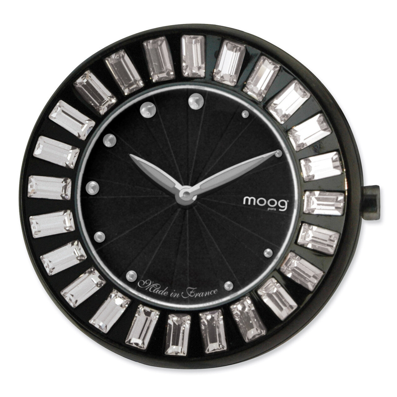 Moog Black Stainless Steel Black Dial Crystal Baguette Bezel Watch Only
