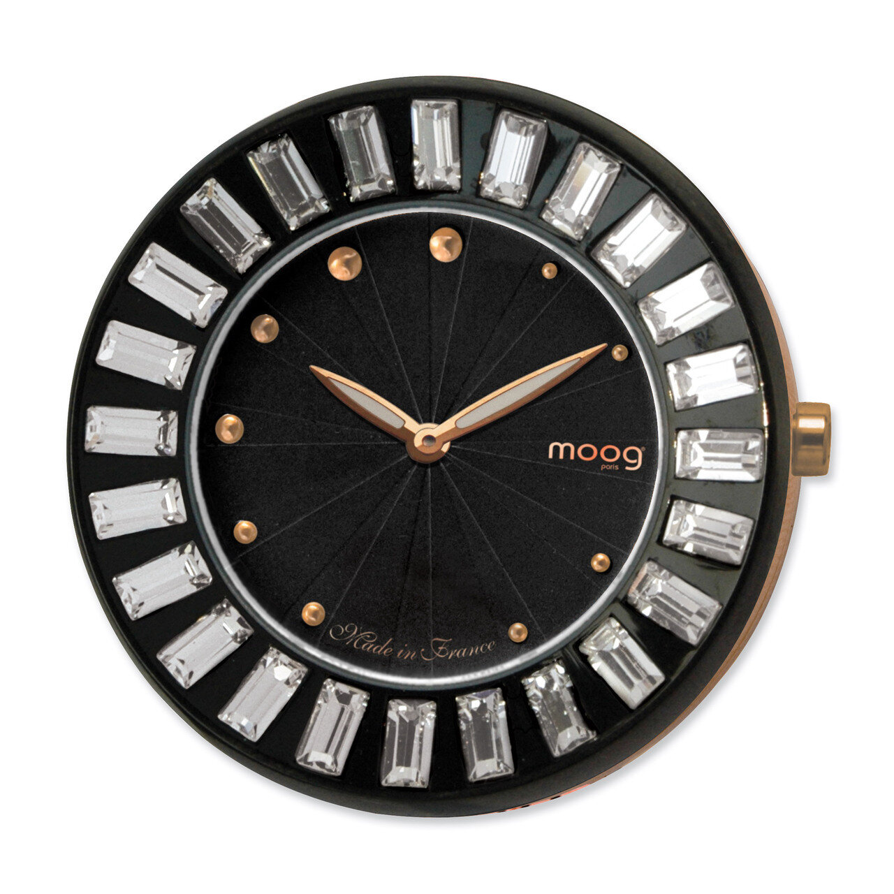 Moog Rose Black Stainless Steel Black Crystal Baguette Bezel Watch Only